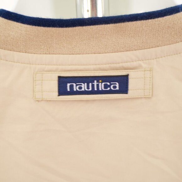 Nautica 2XL Tan Crew Neck Pullover Windbreaker Jacket Fitted Waist Mesh Lined - Picture 8 of 12